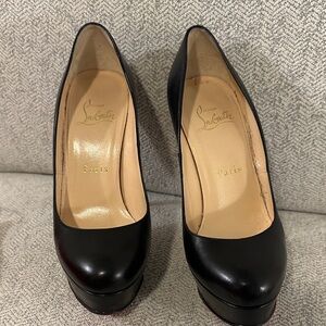 Christian Louboutin Black Platform Leather Heels